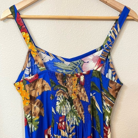 Serendipity Maui 100% Natural Rayon Tropical Maxi Dress Side Slits Luau Size M - Picture 6 of 12